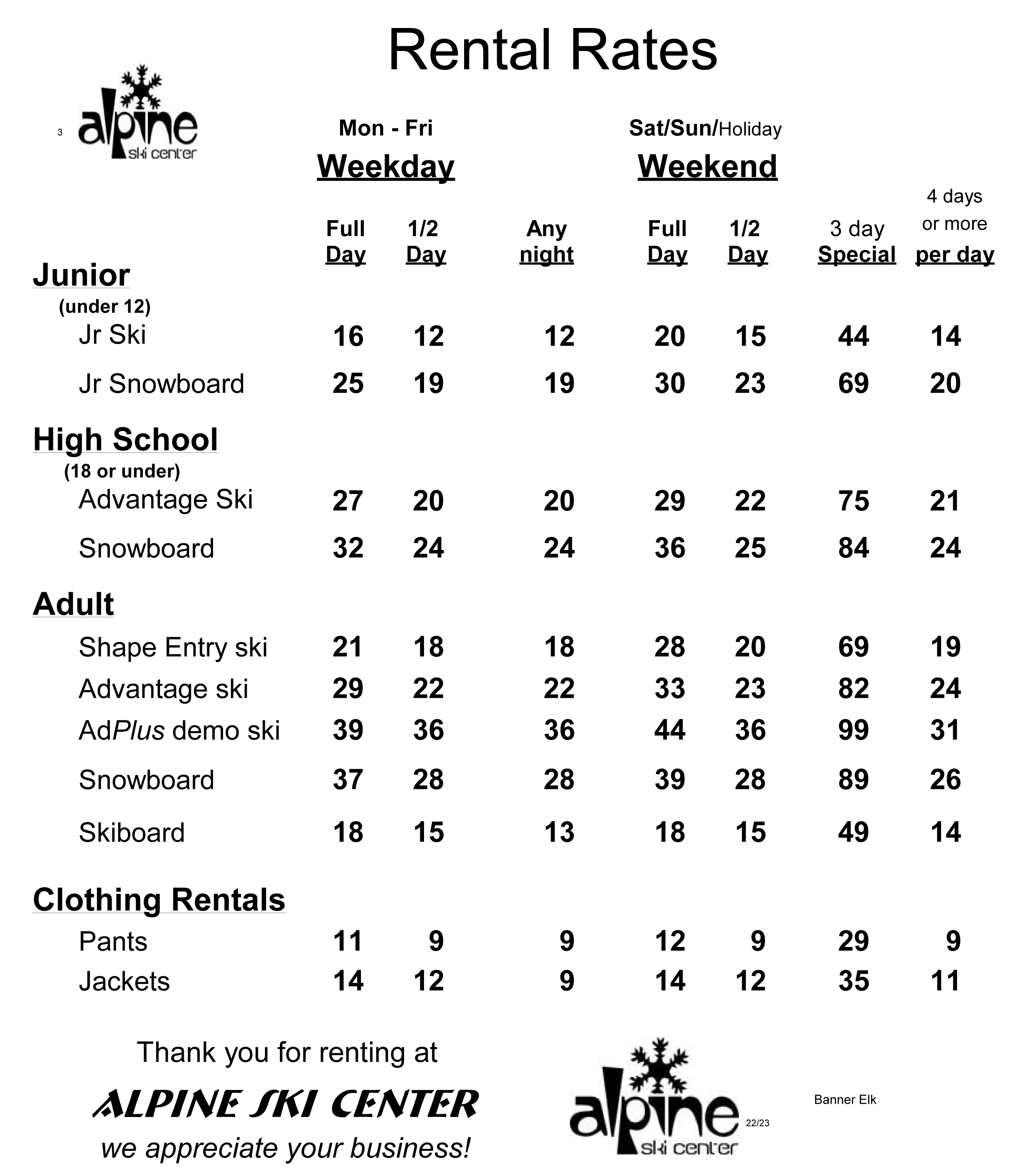 Ski and Snowboard rentals in Banner Elk & Sugar Mountain