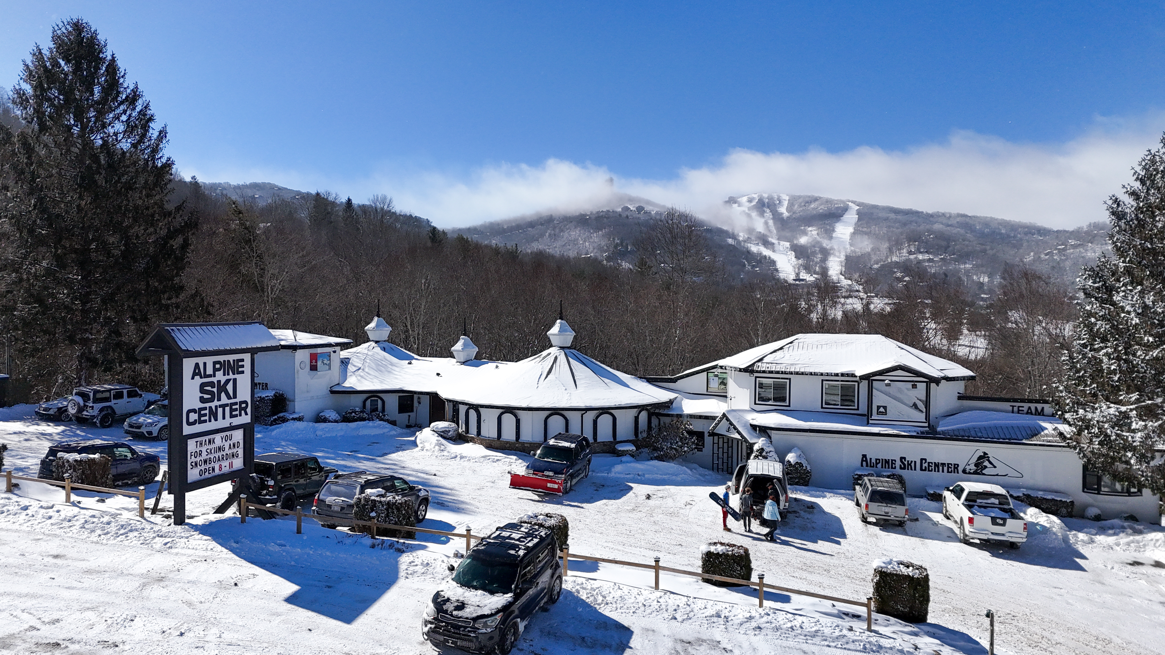 Alpine Ski Center Banner Elk with Sugar Mountain in the background